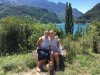 Jacqui and Caitlin (+ 4 cats in the car) enjoying a break in the beautiful scenery of the Pyrenees, on their journey from Swansea to Madrid.